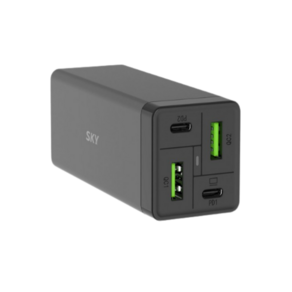 스카이 필 65W PD PPS USB C타입 4포트 고속 멀티 충전기 어댑터 + AC 전원 케이블 1.5m, 블랙, 1개