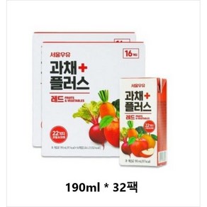 서울우유 과채플러스 레드, 190ml, 32개