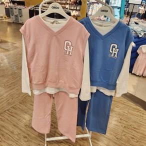 오후 남여공용 아동 데일리 3PCS 조끼 상하세트 트레이닝복 OHSM24801