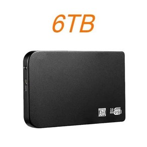 노트북 데스크탑 스마트폰용 고속 하드 드라이브 휴대용 외장 SSD 1TB 2TB 솔리드 스테이트 디스크 USB3.1, 없음, 6TB, Black