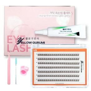 부분 가닥 인조 속눈썹 풀세트 280pcs 대용량 아이돌 아이래쉬 V형 글루 블랙, 1세트, 10번(8mm)