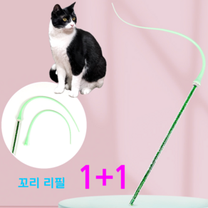 Cats Moon 실리콘 쥐꼬리 스틱 고양이 장난감 낚시대, 1세트, 그린-쥐꼬리