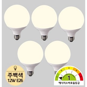 비츠온 메가맨 볼전구 1등급 G95 LED 12W, 주백색, 5개