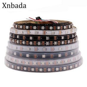 DC5V WS2812B개별 주소 지정 가능 5050 RGB LED 줄 조명 WS2812 블랙 PCB IP30/65/67 스마트 픽셀 1-5m, 55) White  PCB - 2M 60 IP30