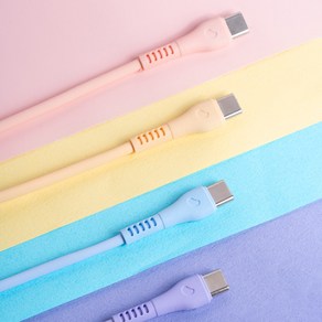 레드빈 실리콘 60W C to C 타입 PD 고속충전 케이블 1.0m, 딸기마카롱, CtoC 100cm, 1개
