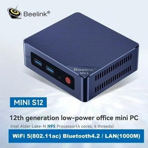 Beelink 미니 PC 데스크탑 컴퓨터 미니 S12 12 세대 N95 와이파이 5 블루투스 4.2 미니 S12 PRO N100 와이파이 6 BT5.2 윈도우 11 PRO