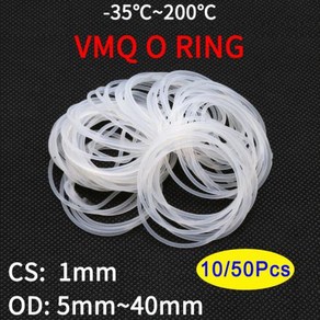 10/50pcs VMQ 화이트 실리콘 오링 개스킷 CS 1mm OD 5 ~ 40mm 식품 학년 방수 와셔 고무링 절연 라운드 모양의 인감