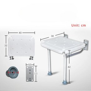 어르신목욕의자 알루미늄 합금 접이식 의자 논스립 논슬립 미끄럼 방지 목욕 특수 벽걸이 공간 절약 노인 임산부 위생, [01] 어르신목욕의자 No height adjustm, 1개