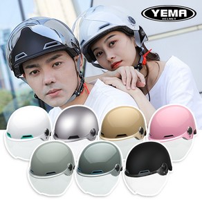 예마 YEMA YM-351S 반모 헬멧 오토바이 전기스쿠터 전동킥보드 전기자전거 보호장비, 핑크-핑크