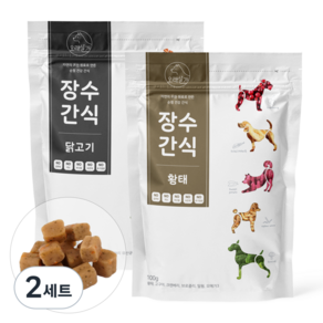 오래살개 강아지 장수간식 100g x 2종 세트, 닭고기 + 황태, 2세트