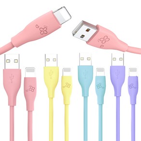 아이엔조이 마카롱 USB 아이폰 고속충전 케이블 30cm, 핑크, 2m, 1개