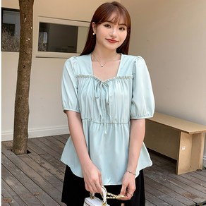 브루니 빅사이즈블라우스 3컬러 스퀘어넥 블라우스 XL~4XL M119