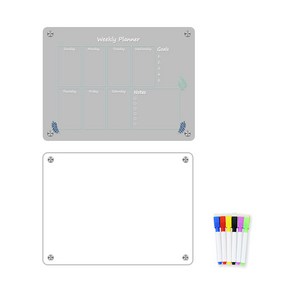 LDO 아크릴 드라이 지우기 보드 30x40cm 투명 메모장 자석 화이트 보드 주간 계획 메모장 가정 주방 메모 식료품 목록을위한 유연한 냉장고 자석 화이트 보드 메모장, 1개