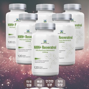 헬시파트너 NMN+트랜스레스베라트롤 2200mg 니코틴아미드 고순도 99.9% NAD 무관세, 6개, 120정