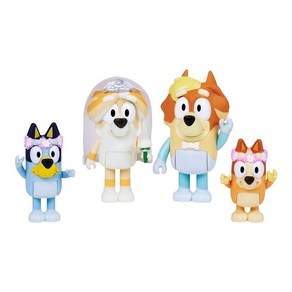 Bluey and Family 6.4-7.6cm(2.5-3인치) 블루 빙고 칠리 밴딧 포즈를 취할 수 있는 피규어 4팩, 결혼식