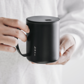 베즈트 316L 프리미엄 스테인리스 보온 슬라이드 머그컵 400ml, 블랙, 1개