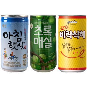 아침햇살 180ml 10캔 + 초록매실 180ml 10캔 + 비락식혜 175ml 10캔 / 총 30캔, 30개
