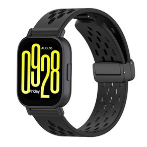 SKENOS 샤오미 레드미워치5 라이트 액티브 스트랩 마그네틱 버클 스포츠 실리콘 컬러 시계줄 Redmi Watch5 Lite Active, 블랙, 1개