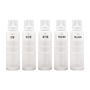 뚜껑 있는 1구 소스통 700ml(특대) 5개 + 라벨 21종 세트, 1개