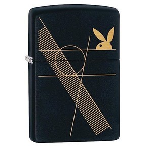 Zippo Playboy 지포 플레이보이 라이터 블랙 매트, 플레이보이 블랙, 1개