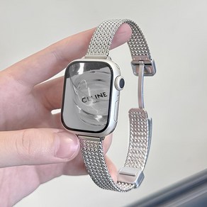 아이라 애플워치 호환 슬림 메탈 스트랩 밴드 38/40/41mm, 실버 42/44/45/49mm
