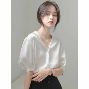 Lizziey 여성 반팔 브이넥 시크 탑