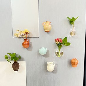 달항아리 자석 냉장고 유리 꽃병 오브제 백자, 1