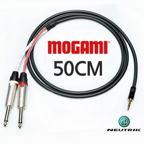 모가미 MOGAMI 2534 3.5mm + 2TS 리안 REAN 뉴트릭 스테레오 케이블 50cm, 1개