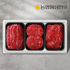 [농협횡성한우] 1등급 구이정육모듬세트 3호 (채끝+불고기+국거리)/팩당500g, 1개