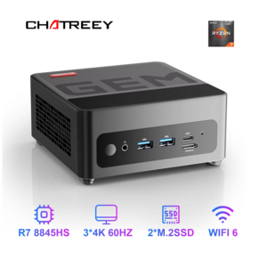 Chateey GEM 미니 PC R7 8845HS 780M R9 6900HX 680M WiFi 6/Bluetooth 5.2/OCuiLink/HDMI/DP/USB 4.0 포함, WIN11 Po, 0.01GB, 0.01GB