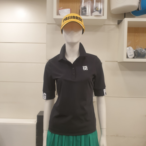 5F [신사] 파사디 골프 여성 24SS 로고 프린트 카라 티셔츠 블랙 P24MTY161H