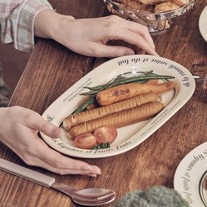 파밍스 마켓 도자기 레터링 카페 오발 플레이트 접시 카레 27.5cm, 머그