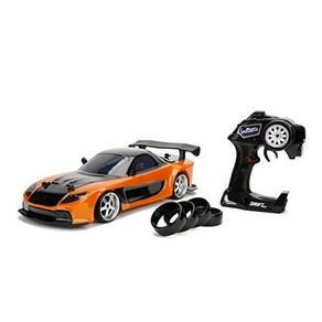 Jada Toys Fast & Fuious Han’s Mazda RX-7 Dift RC 제이다 토이 패스트 앤 퓨리어스 한의 마쓰다 RX-7 드리프트 RC 자동차 1:10 스, Black and Oange, 1개