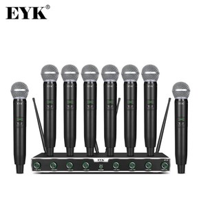 EYK EFU8 8 채널 전문 UHF 무선 마이크 시스템 핸드 헬드 마이크 가라오케 파티 무대 교회용 안정적인 수신