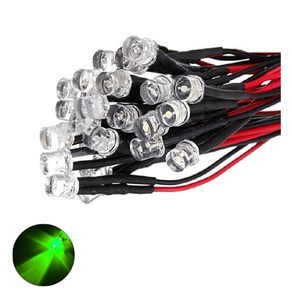 LED 발광다이오드 DIY DIP 플랫형 와이어 5V 3파이, 10개, 그린