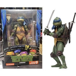 NECA 닌자거북이 닌자터틀 1990년 뮤비 버전 TMNT 피규어, 레오나르도, 1개