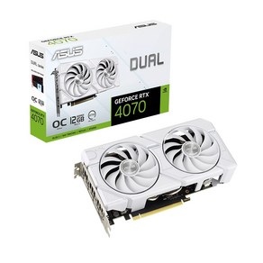 에이수스 ASUS DUAL 지포스 RTX 4070 O12G EVO OC D6X 12GB White 인텍앤컴퍼니, DUAL-RTX4070-O12G-EVO-WHITE