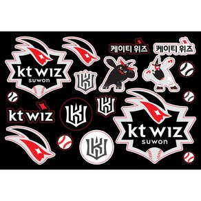 [KT위즈] 야구 KBO 응원봉 자동차 스티커, 1장, KT위즈 무광