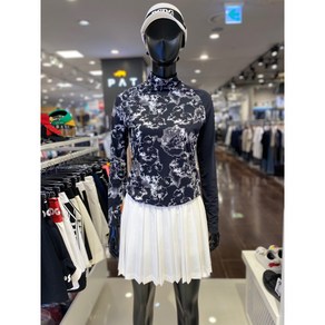 5F [신사] 파사디 골프 여성 24SS 마블 프린트 하이넥 티셔츠 블랙 P24STP107X