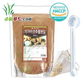 HACCP 식약처 인증 차가버섯 분말 100% 베타글루칸 차가버섯가루 백세식품 차가버섯추출분말 + 슈퍼푸드.com 연자육 티백, 500g, 1개