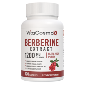 [미국제조사 직송] VitaCosmoX 비타코스모엑스 베르베린 Bebeine HCI 1200mg 120 야채캡슐, 1개, 120정