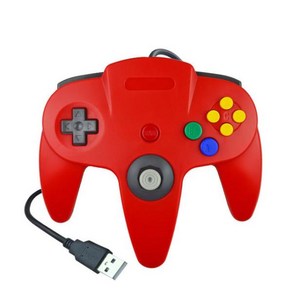 N64 USB 유선 게임 패드 컨트롤러 조이스틱 클래식 64 콘솔 레트로 게임 Windows PC/Mac 노트북 컴퓨터용, Red