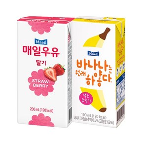 매일우유 바나나는 원래 하얗다190ml 24팩+딸기우유200ml 24팩