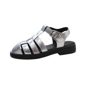 실버 샌들 여자 여름 스트랩 플랫 로마슈즈 women's sandals 뉴타임즈 H106O109