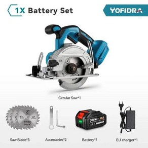 Yofida 브러시리스 전기 원형 톱 조정 목공 절단 도구 Makita 18V 배터리 5 인치 125mm, 04 1-388VF Battey, EU, 1개, 4) 1-388VF Battey - EU