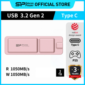 실리콘파워 Silicon Powe 외장SSD USB3.2 Gen2 c타입 PX10 핑크 휴대용 포터블 외장, 2TB