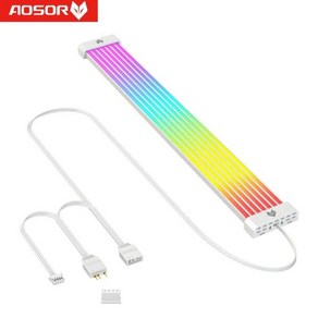 컴퓨터 케이블 커넥터 COOLMOON-AOSOR AL200 LED 조명 스트립 PC 백라이트 유연한 라이트 바 24 핀 마더보드용 구부릴 수 있는 다기능 DIY 확대