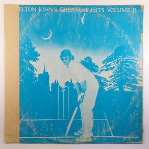 (중고LP 물세척)(빈티지 인테리어용) ELTON JOHN GREATEST HITS VOLUME 2/자켓 파손은 수선함/ 음반 재생 가능 하나 튐 현상 있음