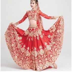 Saees 웨딩 인도 여성의 결혼식 의상 민족 스타일 Lehenga Choli Pefomance 화려한 정장 탑 + 스커트 + 스카프 + 바지