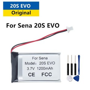 배터리 Sena 20S EVO 20SEVO 헬멧용 블루투스 헤드셋 배터리 도구 1200mAh, 1개